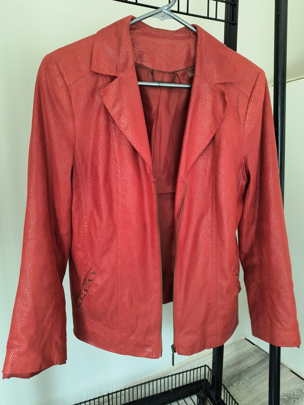 TanJay Rust Faux Leather Textured Blazer Jacket Size 10